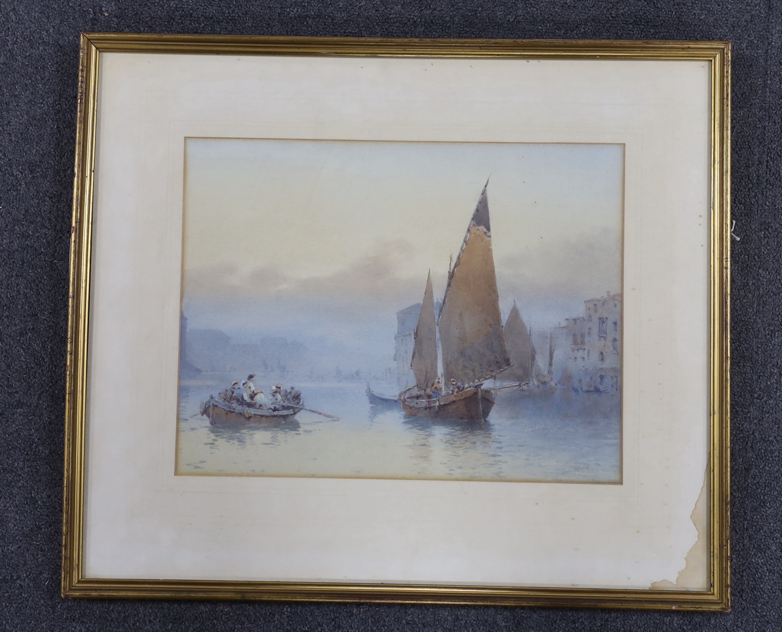 Manner of William Knox (1862-1925), watercolour, Shipping in a mediterranean harbour, 27 x 35cm